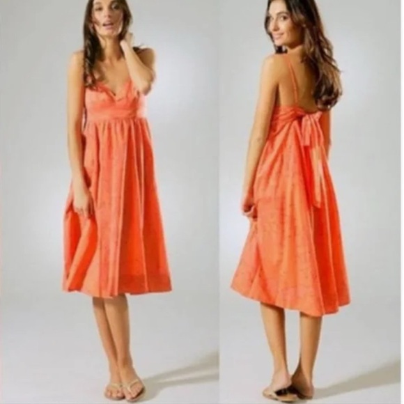 Rebecca Taylor Twiggy tie back dress cotton & silk lining summer sundress size 6 - Picture 1 of 5